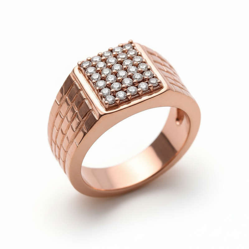 Moissanite Statement Textured Band Ring for Him