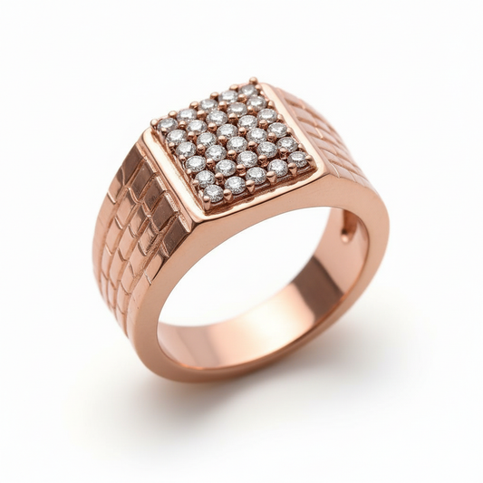Moissanite Statement Textured Band Ring for Him