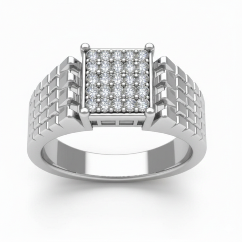 Executive Men's Moissanite Cluster Ring