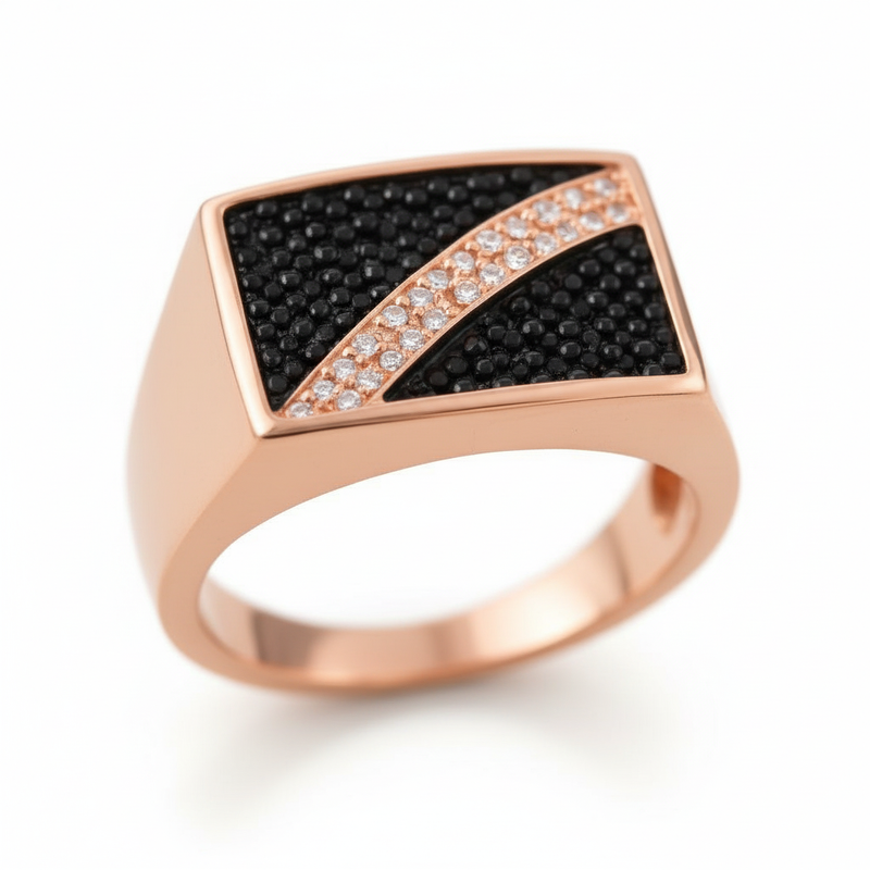 Moissanite Diagonale Signet Ring For Men