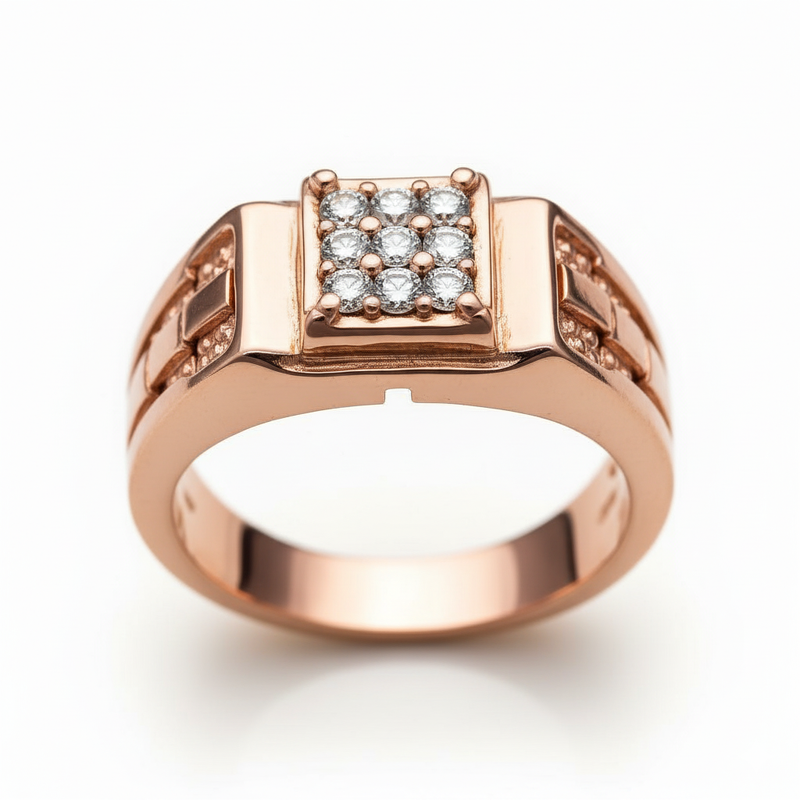 Moissanite Nine-Stone Cluster Ring Link Band