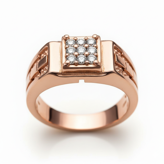 Moissanite Nine-Stone Cluster Ring Link Band