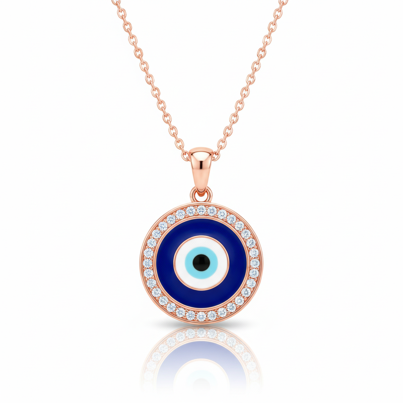 Moissanite Evil Eye Necklace Protection Charm Jewelry