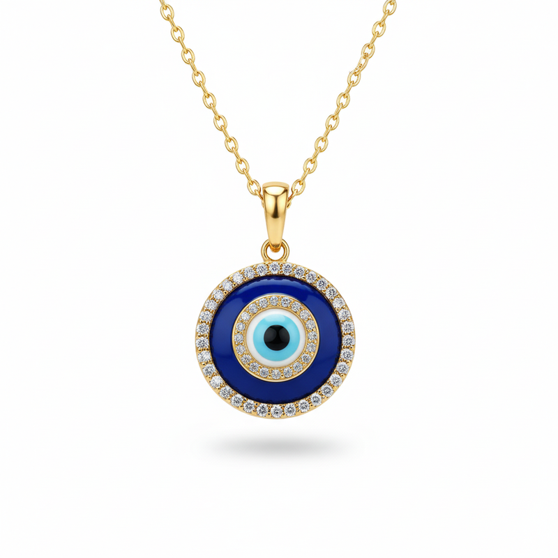 Moissanite Evil Eye Necklace Protection Charm Jewelry