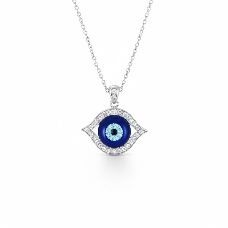 Eye Shaped Moissanite Evil Eye Necklace