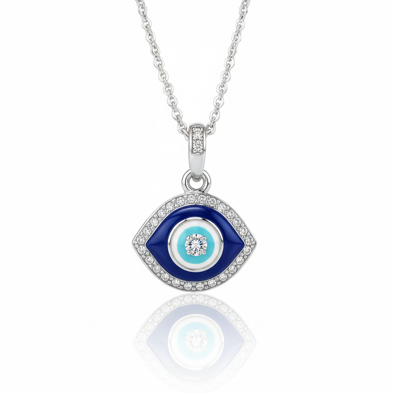 Eye-Shaped Evil Eye Pendant Necklace