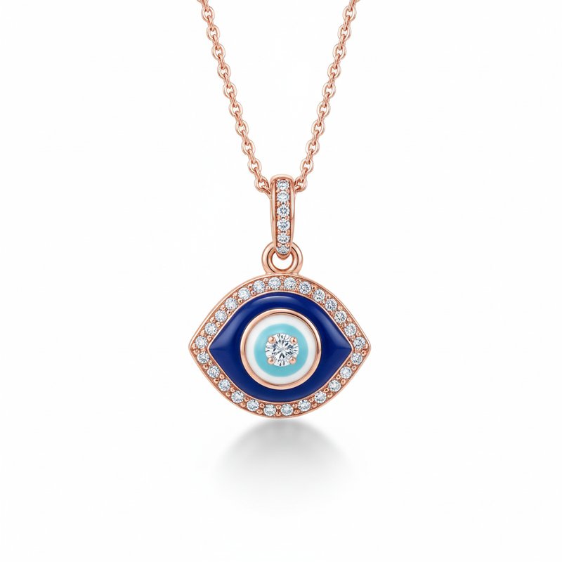 Eye-Shaped Evil Eye Pendant Necklace