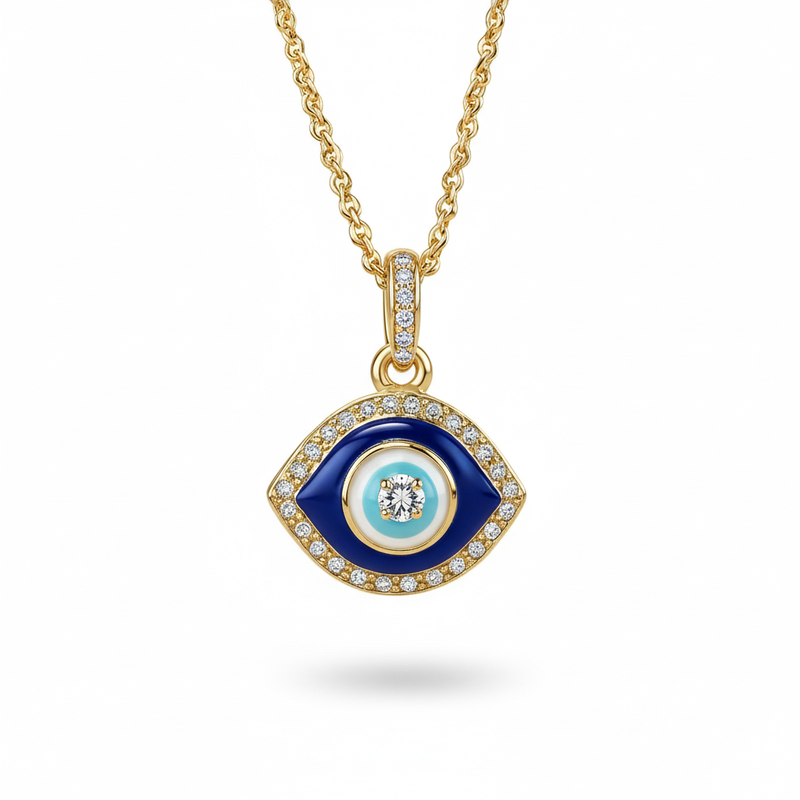 Eye-Shaped Evil Eye Pendant Necklace