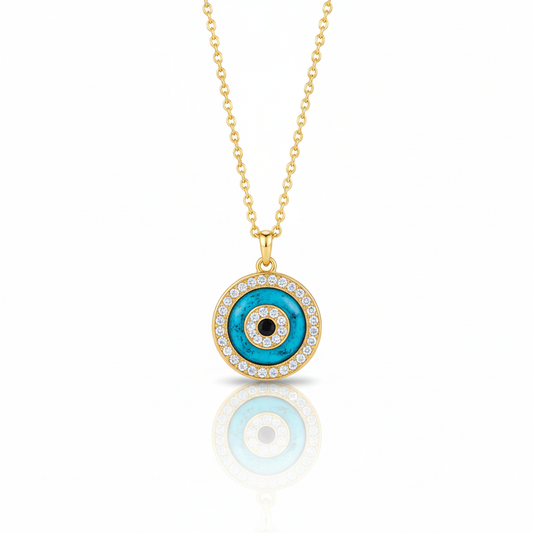 Turquoise Evil Eye Moissanite Necklace