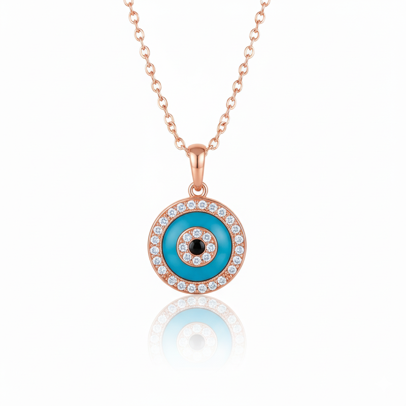 Turquoise Evil Eye Moissanite Necklace