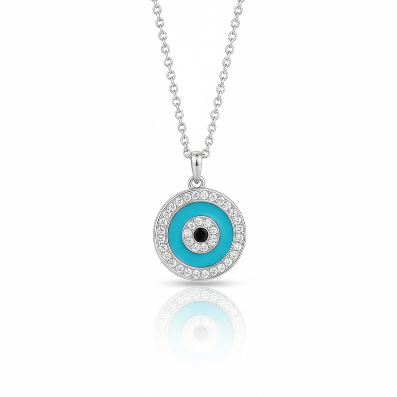 Turquoise Evil Eye Moissanite Necklace