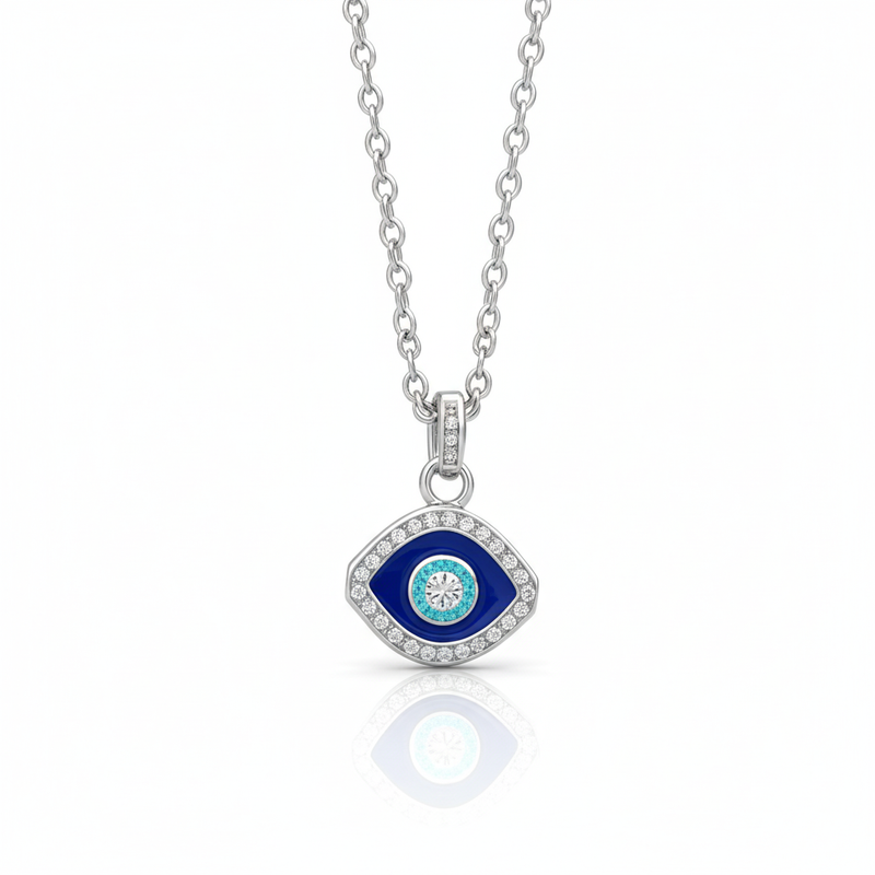 Dainty Evil Eye Moissanite Necklace