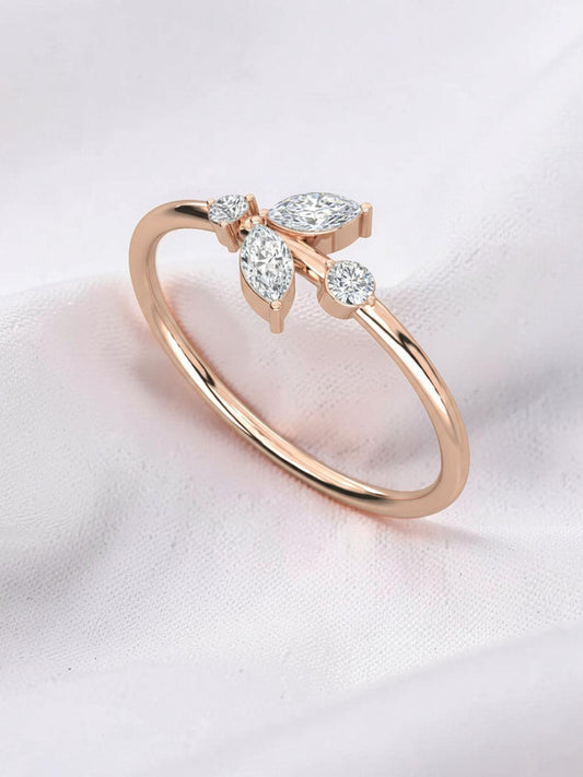 Floral Cocktail Statement Ring in 925 Sterling Silver - White Finish | True Elegant