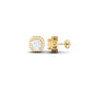 Cushion Cut Blue Sapphire and Red Ruby Halo Stud Earrings | 18K Yellow Gold Over Sterling Silver