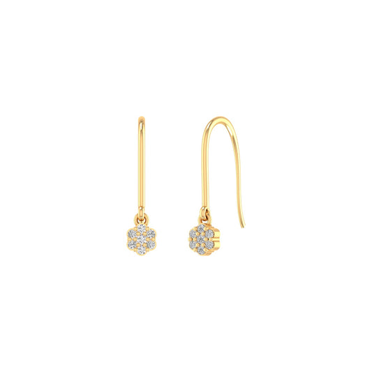 Moissanite Cluster Dangle Earrings for Women or Girls 18K Gold Plated 925 Sterling Silver
