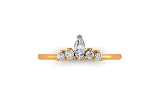 True Elegant Curved Moissanite Crown Stackable Ring For Her